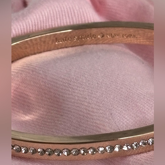 Kate Spade “ring it up” rose gold and rhinestone paved bangle. Hinged  bangle - Picture 4 of 9